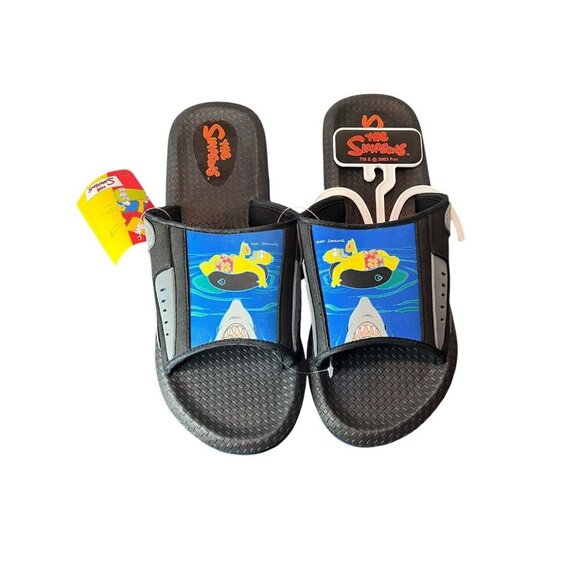 NEW Men's 9/10 Slip On Sandals Homer The Simpsons Rare Men's Slides Strap Shark - Picture 2 of 9